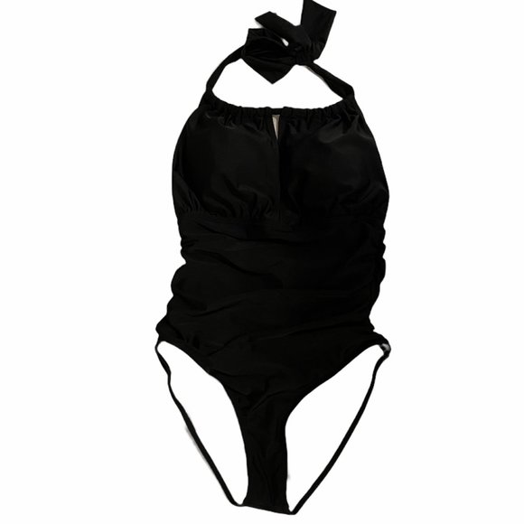 Cupshe Small Black Halter Chest Cutout Backless Bathing Suit - Picture 3 of 7